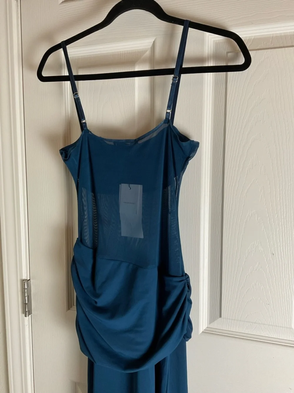 Zara Combination Blue Tulle Long Dress Draped Mesh Midi Size M